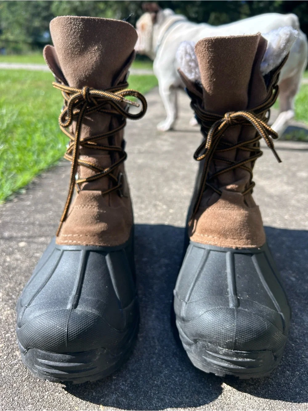 Totes Brown & Black Waterproof Sherpa Lined Snow Boots Men's Size 9